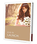 Charming bride looks at the bouquet Presentation Folder