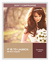 Charming bride looks at the bouquet Word Template