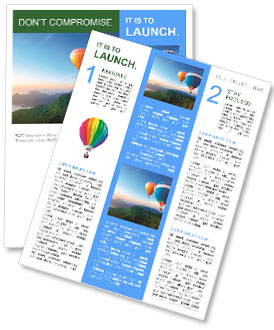 Multi-colored balloons on a background of beautiful mountains Newsletter Template