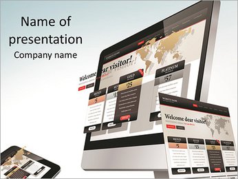 Web design on a monitor PowerPoint Template