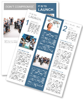 Business people standing in the form of a map of the world Newsletter Template