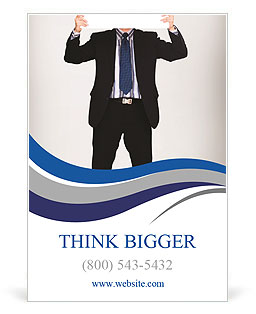 Business man in dark suit holding a blank Ad Template