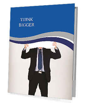 Business man in dark suit holding a blank Presentation Folder