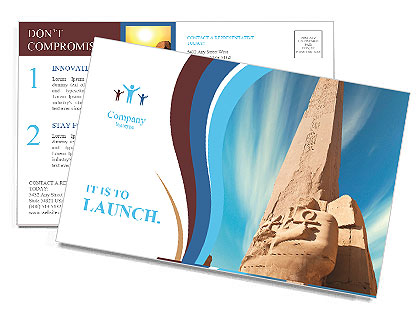 Karnak Temple Complex in Luxor on a blue background Postcard Template