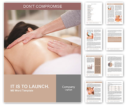 Tense girl doing relaxing massage Word Template