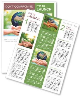 The past and the future of the planet in the hands of father and child Newsletter Template