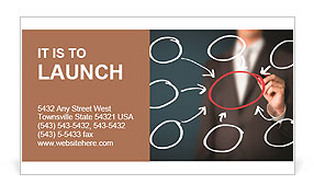 Business man writing diagram of centralization Business Card Template