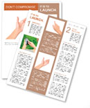 Female hand holding virtual mobile phone on a white background Newsletter Template