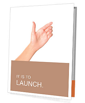 Female hand holding virtual mobile phone on a white background Presentation Folder