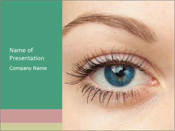 Macro Image Of Woman's Eye, Close-Up Of Human Eye For Detailed View. PowerPoint Template