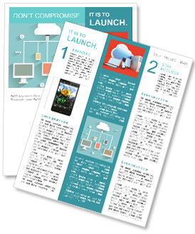 Vector Illustration Of Cloud Service And Mobile Devices With Long Shadows For Uploading And Downloading Process In Flat Design Concept. Newsletter Template