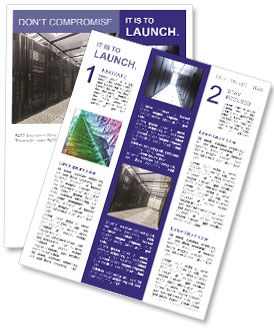 Contemporary Data Security Center With Super Computer In A Modern Server Room For Datacenter. Newsletter Template