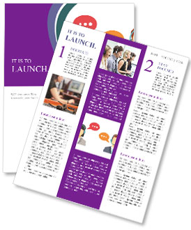 Vector Illustration Of Colorful Speech Bubbles With Male And Female Call Center Avatar Icons, Representing Client Services And Communication. Newsletter Template