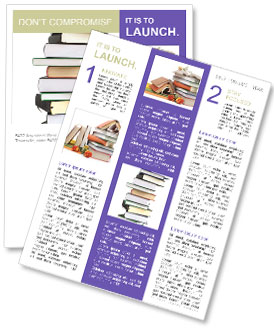 Isolated Book Collection On White Background For Easy Viewing And Access. Newsletter Template