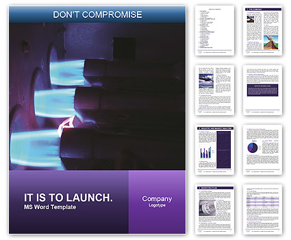 Operating Gas Furnace With Three Natural Gas Burners And Bright Blue Flames Word Template