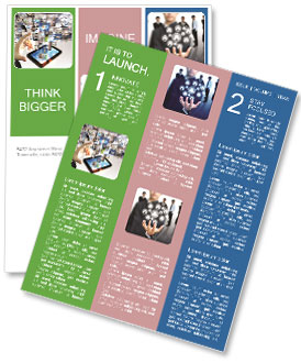 A person touching a tablet with a lot of pictures coming out of it Newsletter Template