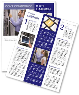 Maintenance Technicians Managing Server Operations With A Clipboard Newsletter Template