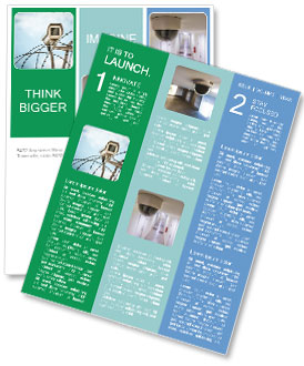 Modern Security Technology: Close-Up View Of Surveillance Camera In High-Security Facility Amid Barbwire With Blue Sky Background Newsletter Template