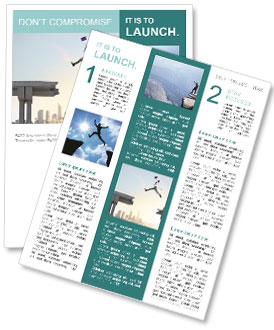 Symbolic Businessman Jumping Over Bridge Gap To Illustrate Overcoming Challenges And Success In Business - 14 Words. Newsletter Template