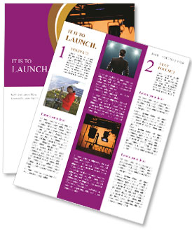 Lighting Technicians On Scaffold Adjusting Stage Illumination Silhouettes Newsletter Template