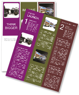 Isolated White Background Set: Old Camera With Two Lenses And A Flash Camera Newsletter Template