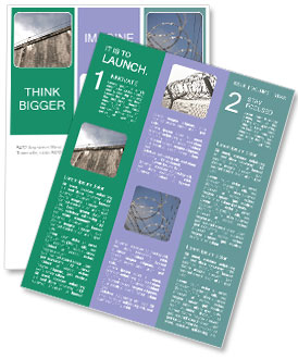 Secured Prison: Enclosed By High Walls And Barbed Iron Wire Newsletter Template