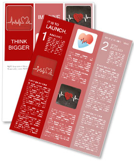 Vector Illustration Of Red Background With White Cardiogram Heartbeats Newsletter Template