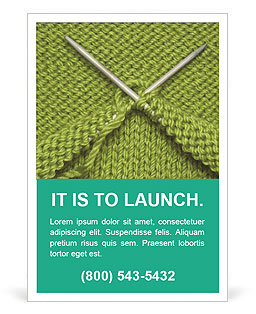 Knitting Supplies: Spokes, Wool Yarn, And Techniques Ad Template