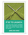Knitting Supplies: Spokes, Wool Yarn, And Techniques Ad Template