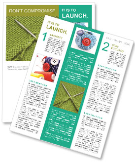 Knitting Supplies: Spokes, Wool Yarn, And Techniques Newsletter Template