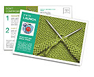 Knitting Supplies: Spokes, Wool Yarn, And Techniques Postcard Template