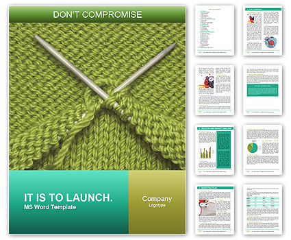 Knitting Supplies: Spokes, Wool Yarn, And Techniques Word Template