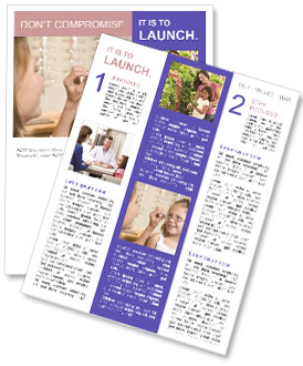 Smiling Optometrist Woman Fitting Eyeglasses On Young Girl Newsletter Template