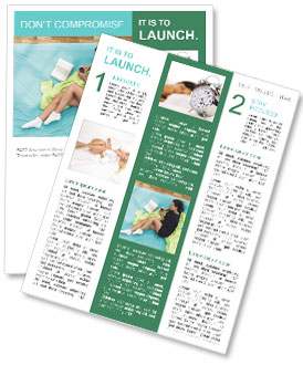 Beautiful Woman Enjoying Coffee And Reading In Bed Newsletter Template