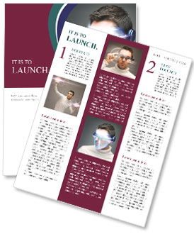 Digital Glasses Enhance The Look Of A Handsome Man In The Picture. Newsletter Template