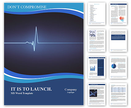 Black Background With Blue Ecg Heartbeat Word Template