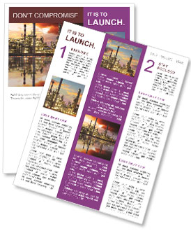 Twilight View Of A Petrochemical Industry's Oil Refinery Newsletter Template