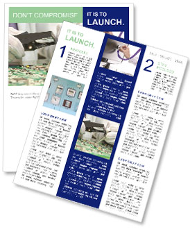 High-Tech Factory Laboratory: Quality Control Of Electronic Components On Pcbs. Newsletter Template