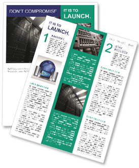 Data Server Room With Flashing Blue Led Lights Captured In Bottom View Newsletter Template