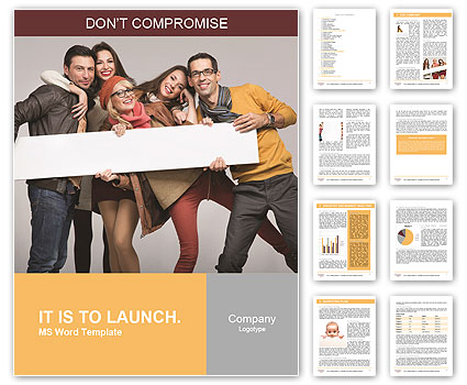 Group of young people holding sign Word Template