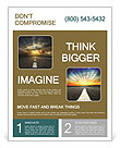 Smooth asphalt road and the dawn of the sun in the clouds Flyer Template
