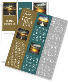 Smooth asphalt road and the dawn of the sun in the clouds Newsletter Template