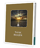 Smooth asphalt road and the dawn of the sun in the clouds Presentation Folder