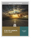 Smooth asphalt road and the dawn of the sun in the clouds Word Template
