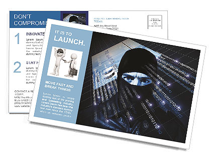 Face hacker in a black mask Postcard Template