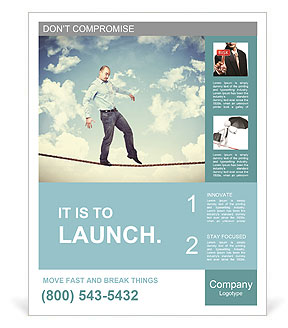 A man balancing on a precipice Poster Template