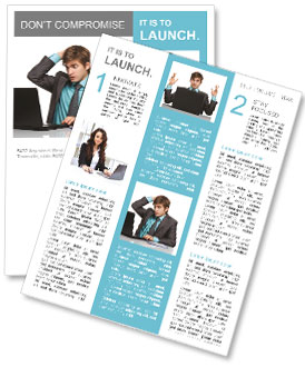 Businessman looking at a laptop and holding his head Newsletter Template