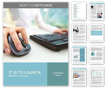 Image of female hands clicking computer mouse Word Template