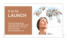 A young girl thinks about the international team Business Card Template