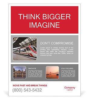 Modern train stops at the station. Barcelona, Spain. Poster Template